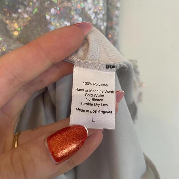 LUCY IN THE SKY silver sequin mini cocktail dress - Picture 6 of 7